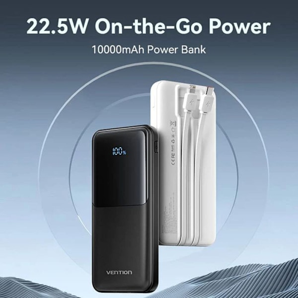 Extern batteri 2x USB, 10000mAh - Vention (FHOW0) - Vit