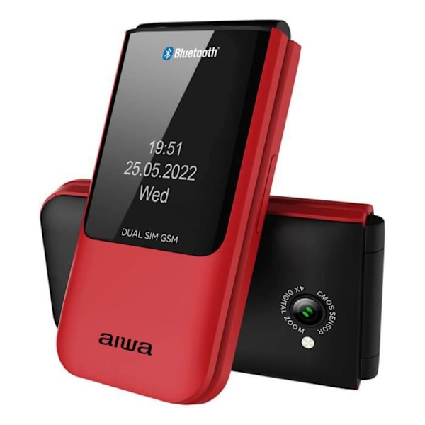Senior mobiltelefon - AIWA - FP-24RD - Dual SIM - Färgskärm - 0,3 MP kamera Röd