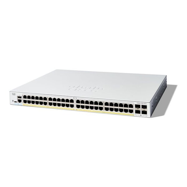 Switch - CISCO - Catalyst 1200 - 48 portar GE PoE - 4x10G SFP+ - Förstärkt säkerhet Vit