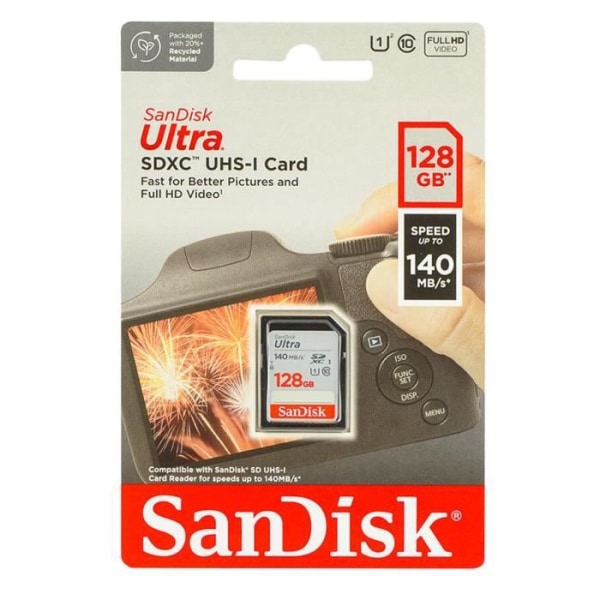 SanDisk Ultra SDXC UHS-I U1 128GB 140MB/s Full HD Video SDXC-kort Kamera Kamera