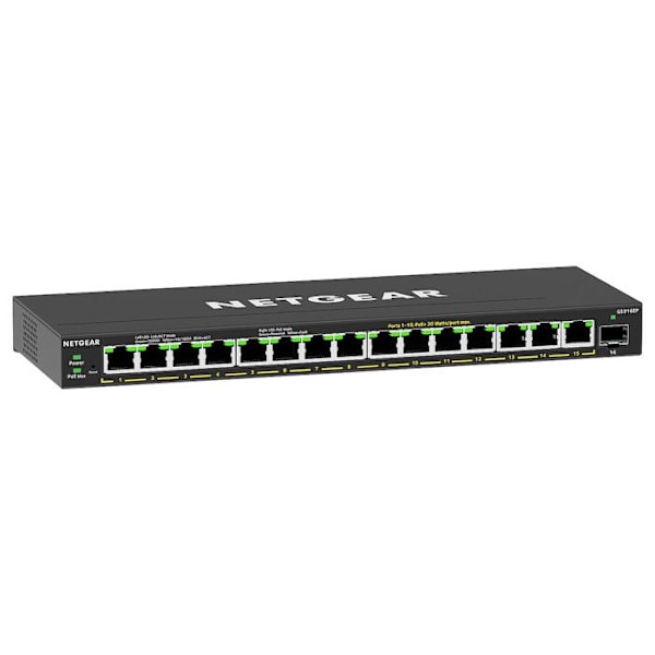 Switch - Netgear - GS316EP - 16 Gigabit-portar - PoE - Hanterad - 28 Gbit/s Svart