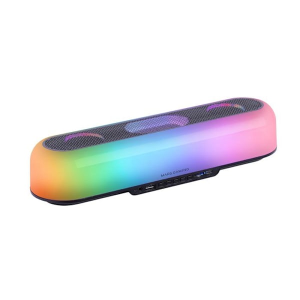 Mars Gaming MSB-ORB, 20W bärbar högtalare och Soundbar, Orbilight RGB 360, Triple Driver, Bluetooth 5.3/MicroSD/AUX/FM, Svart Svart