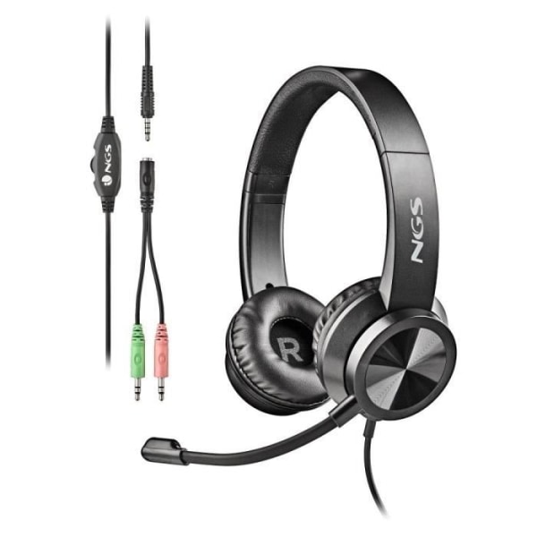 NGS MSX11 PRO On-Ear-headset med 3,5 mm-uttag för dator - justerbar mikrofon