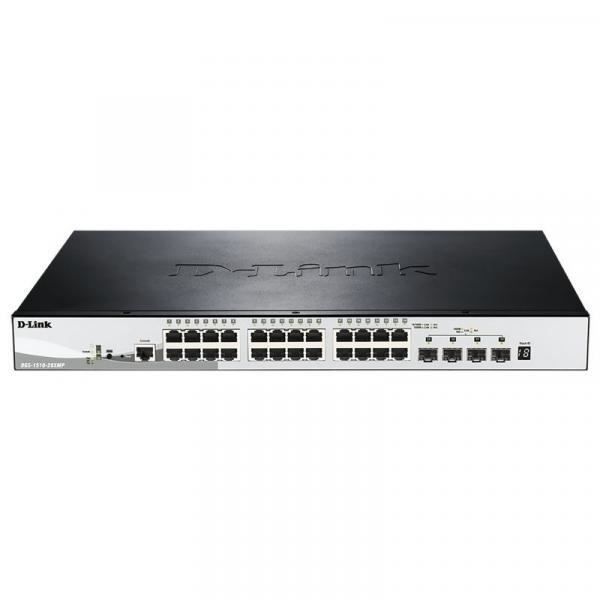 Brand Link D Modell DGS-1510-28XMP/E-portar - PoE-kompatibla 24 x 10/100/1000 Mbps + 4 x SFP+ 10G-standarder -Ethernet IEEE 802.3