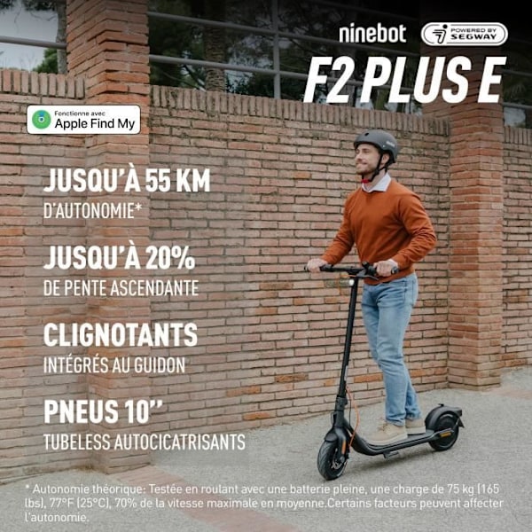 Ninebot F2 Plus E elektrisk skoter som drivs av Segway Grå/orange