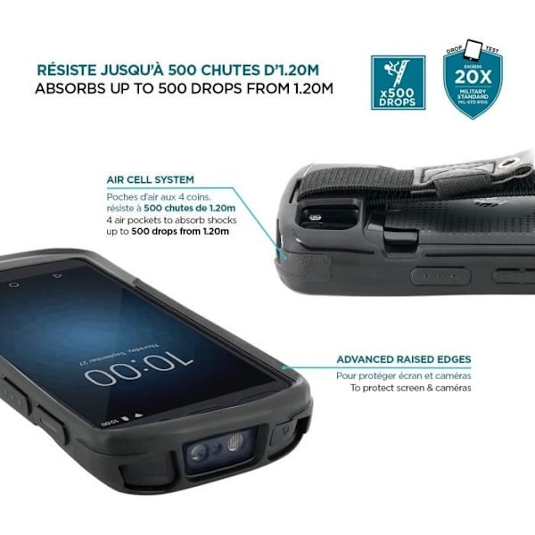 Coque - MOBILIS - Zebra TC53 TC58 - Militärskydd - Fallskydd - Flexibel SVART