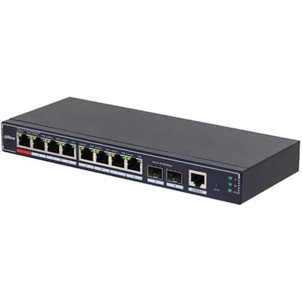 Managed Desktop Gigabit Switch - DAHUA DH-SG4010P-2F - 10 portar - 8 POE-portar Svart