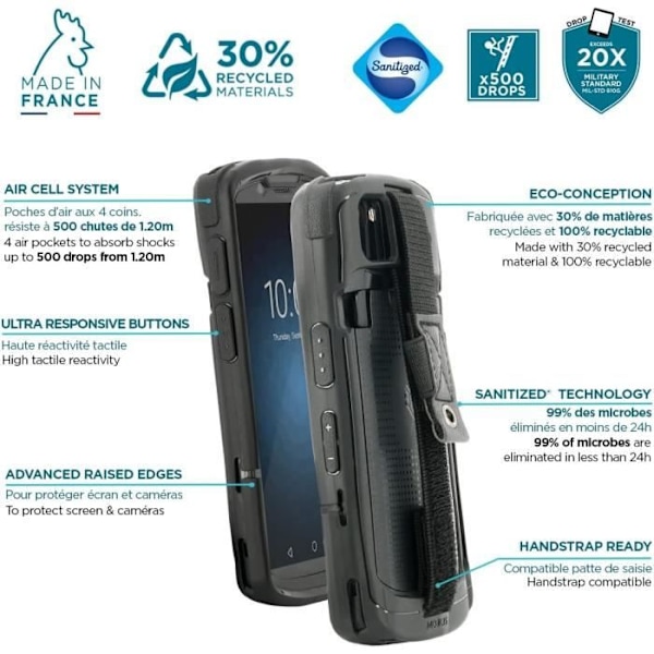 Coque - MOBILIS - Zebra TC53 TC58 - Militärskydd - Fallskydd - Flexibel SVART