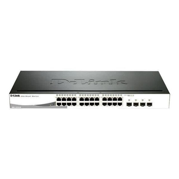 D-LINK 24-portars smart switch - DGS-1210-24P - 10/100/1000 Mbps Svart