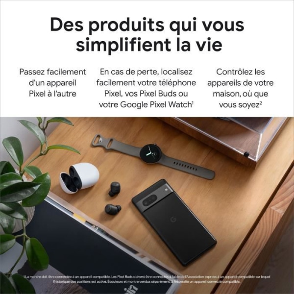 GOOGLE Pixel Watch Connected Watch - 41 mm - Active Matte Black - Obsidian-rem Mattsvart fodral i rostfritt stål -