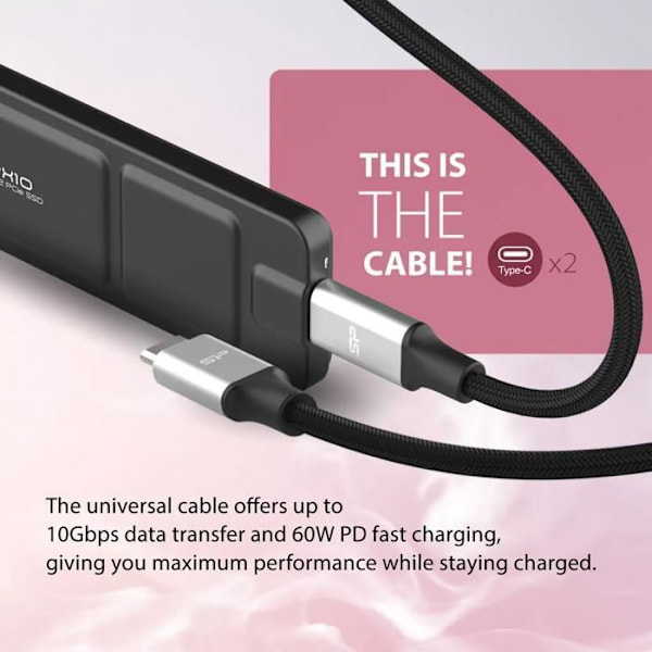 Extern SSD - Silicon Power - PX10 512GB - Svart - USB 3.2 Gen 2 - Kompatibel med PC, Mac, PlayStation, Xbox