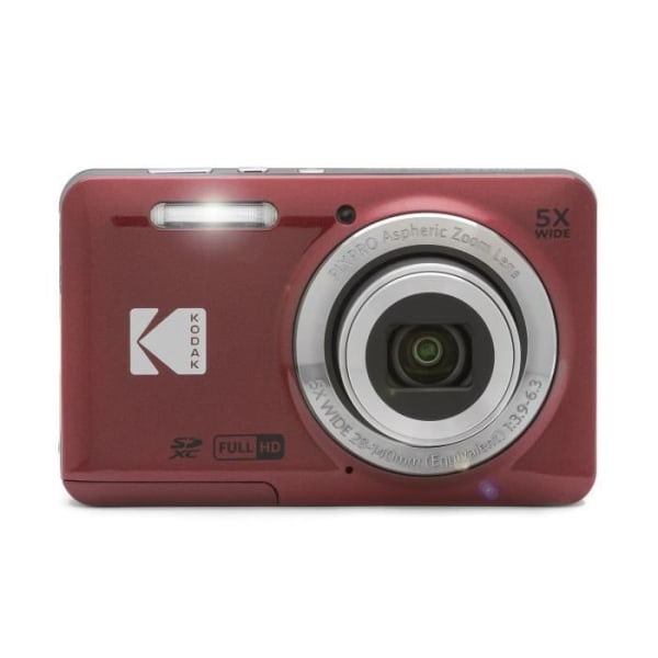 Kodak Pixpro Friendly Zoom FZ55RD Digitalkamera 16MP optisk zoom X5 vidvinkel 28mm och 2,7 tums LCD-skärm - Röd