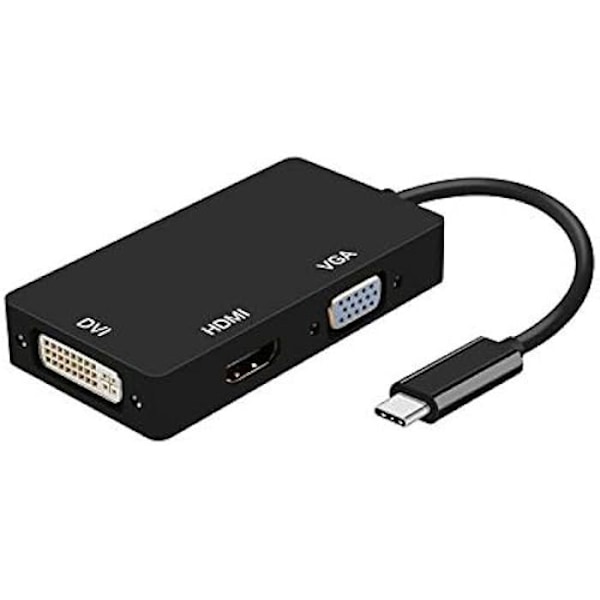 AISENS USB-C till DVI/HDMI/VGA-omvandlare, USB-C/M-DVI/H-HDMI/H-VGA/H, Svart 15 cm