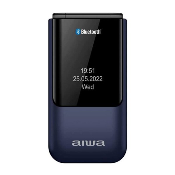 Aiwa FP-24DB BLÅ dual SIM senior flip-telefon med färgskärm och kamera Blå