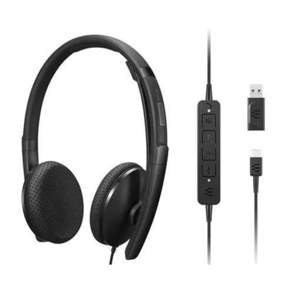 Lenovo - VoIP-lur - on-ear - trådbunden - USB-C - svart