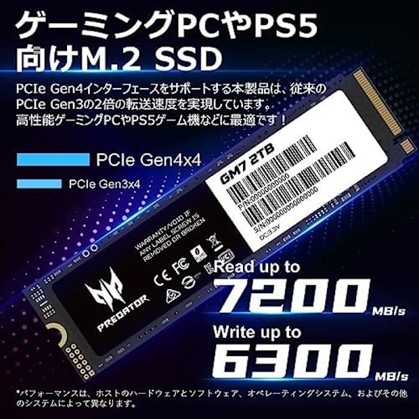 SSD - ACER - Predator GM7 - 2 TB - M.2 - PCI Express 4.0 NVMe