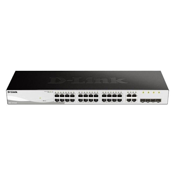 Switch - DLINK - DGS-1210-28/E - 24 portar 10/100 - 4 portar Gigabit SFP - Rackmonterbar Svart