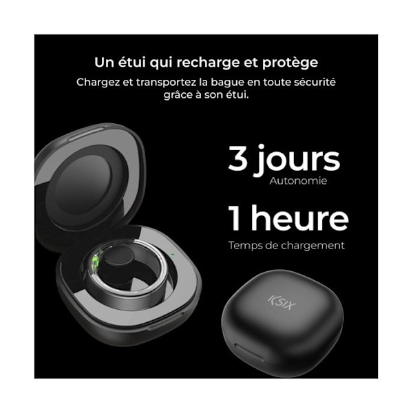 Intelligent ring - Ksix - XS - Storlek 8 - Noir - Aktivitetsmonitor - Autonomi 3 dagar Svart