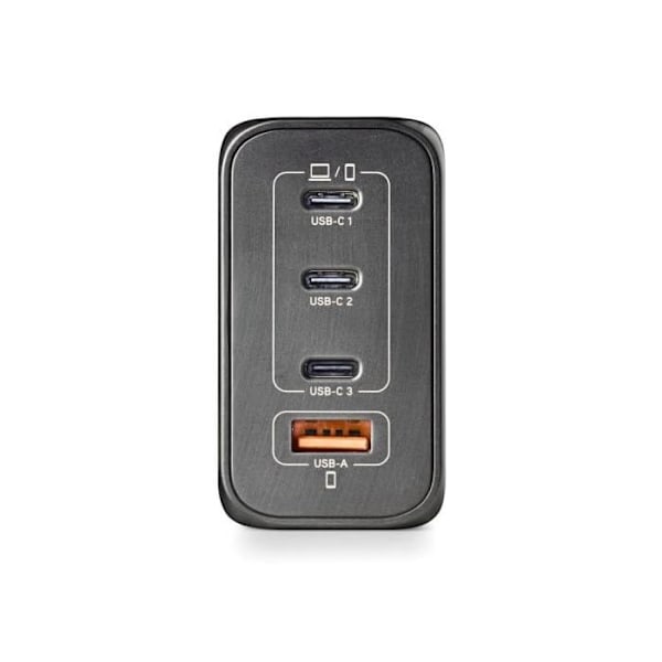 NGS BUD 240W: Universell väggadapter 240W med 4 portar: 3 USB-C + 1 USB-A. Snabb och säker laddning. Samtidig laddning. Svart.