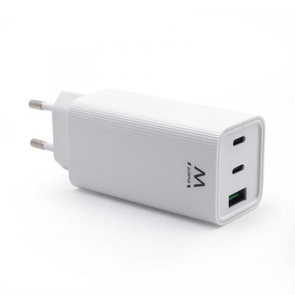 USB-C-laddare - Ewent - EW1323 - Snabbladdning - 3 portar - 65W Vit