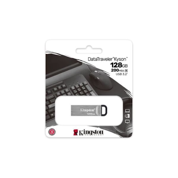 KINGSTON DataTraveler® Kyson 128 GB USB-minne - Med snyggt metallhölje utan lock