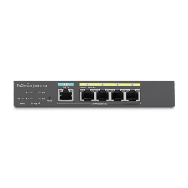 EnGenius EXT1105P Switch L2 Gigabit Ethernet 5-Port PoE Cloud Svart