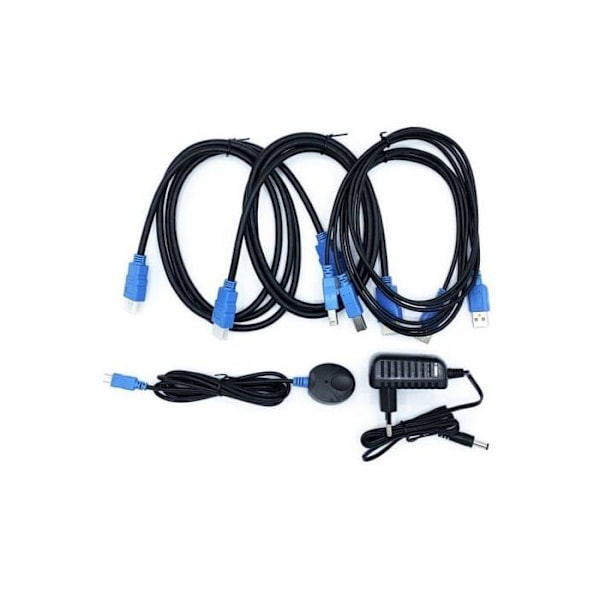 AISENS KVM SWITCH USB HDMI 4K60HZ 1U-2PC MED STRÖMTILLBEHÖR SVART