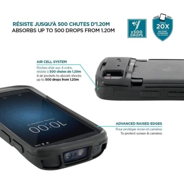 Coque - MOBILIS - Zebra TC53 TC58 - Militärskydd - Antimikrobiell - Mjuk SVART
