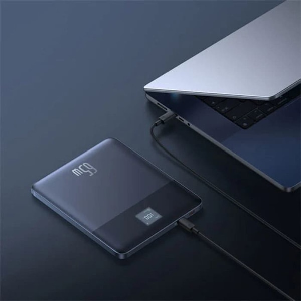 Baseus - Blade externt batteri (P10063801S13-00) - 2x Type-C, 65W, 12000mAh, Digital display, med USB-C kabel - Silver