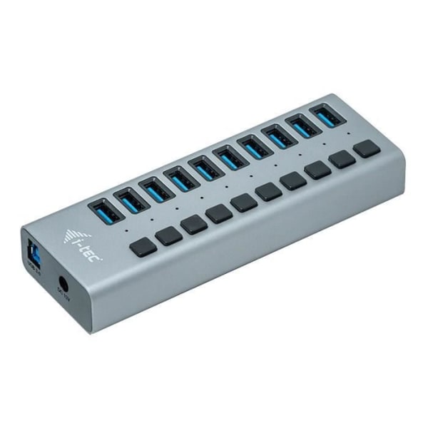 USB 3.0 Hub - I-TEC - Ström med 10 USB 3.0-portar och 48W strömadapter Grå