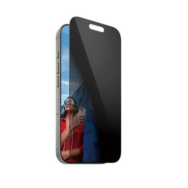 iPhone 16 Pro UWF Skärmskydd med Sekretessfilter Panzer Glas Transparent Svart Transparent