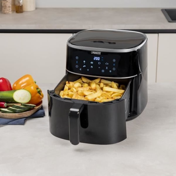 Fritös utan olja - Princess - 182254 - 8 liter - 2 kg pommes frites - Variabel temperatur Svart