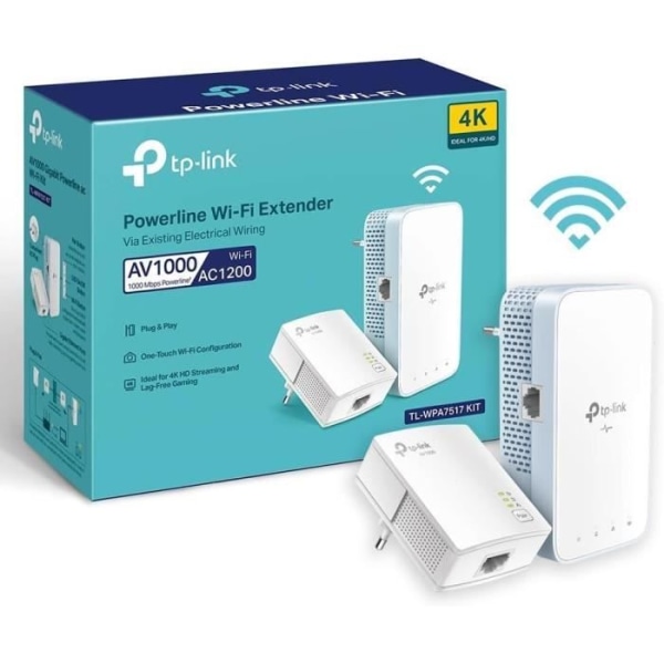 Powerline WiFi AC750 Mbps + Powerline 1000 Mbps - TP-Link TL-WPA7517 KIT - Gigabit Ethernet-port - Idealisk för multi-TV-tjänst