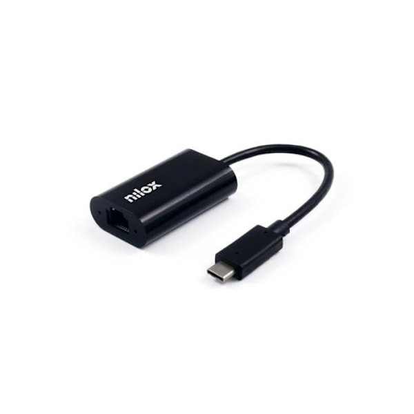 Typ C till Ethernet-kabeladapter - NILOX - NXADAP06 - 1 Ethernet LAN-port (RJ-45) - 1 USB-port - Svart