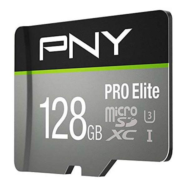 PNY PRO Elite MicroSDXC-kort - 128 GB - Klass 10/UHS-I (U3) - 100 MB/s Läs - 90 MB/s Skriv