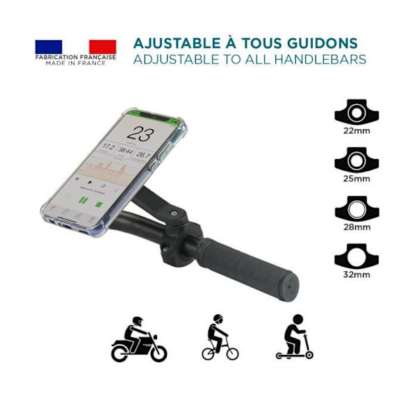 Smartphonestöd - MOBILIS - Universal - Made in France - Vibrationsdämpning - 360° rotation