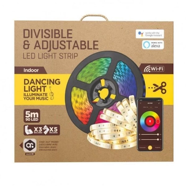 Tira LED Muvit IO MIOLST002/ 5m/ 24W/ Färg RGB+CCT/ Reglerbar/ WiFi