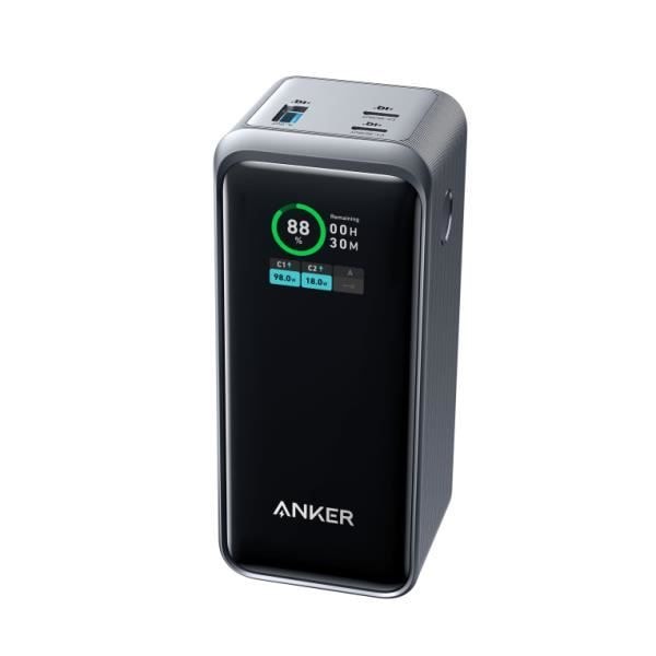 Anker Prime Power Bank, 20 000 mAh bärbar laddare med 200 W utgång, Smart Digital Display, 2 USB-C-portar och 1 port