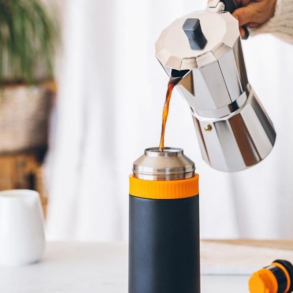 Isolerad flaska för vätskor - BRA - Enjoy Efficient - 1000 ml - Rostfritt stål - Vit Naranja