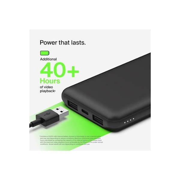 Power Bank - Belkin - 10k Power Bank - Svart - Standard - För smartphones och elektroniska enheter Svart