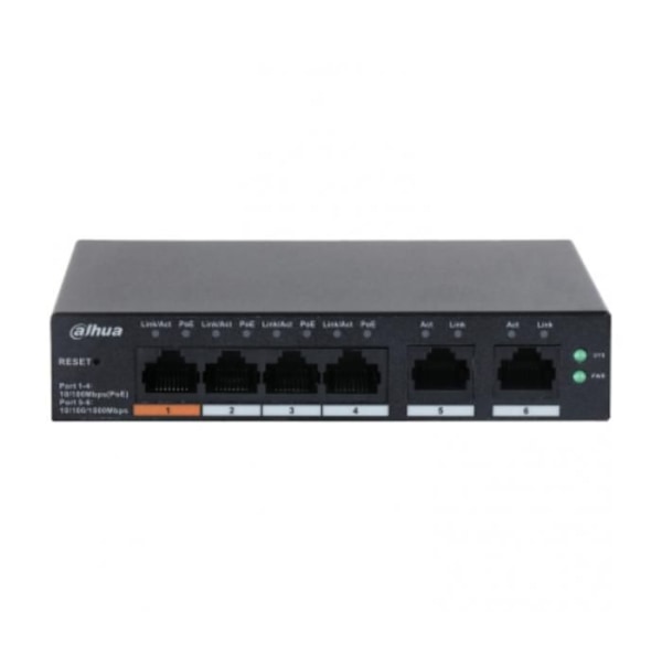 "DAHUA DH-CS4006-4ET-60 MOLNOMSK SWITCH MED 4 POE-PORTAR" Svart