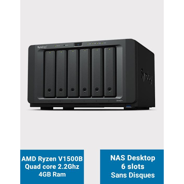 NAS-server - Synology - DiskStation DS1621+ - 6 fack - 4 GB DDR4 RAM - RAID 10