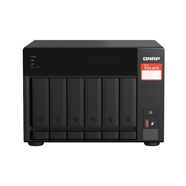 NAS QNAP - TVS-675 - 8 GB RAM - Ethernet - HDD & SSD - Processor KX-U6580 Svart