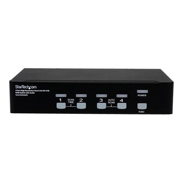 STARTECH KVM-switch - 4-portars DVI USB - Ljudrackmontering - KVM-switch - 5x DVI - 10x 3,5 mm - 4x USB B - 4x USB A
