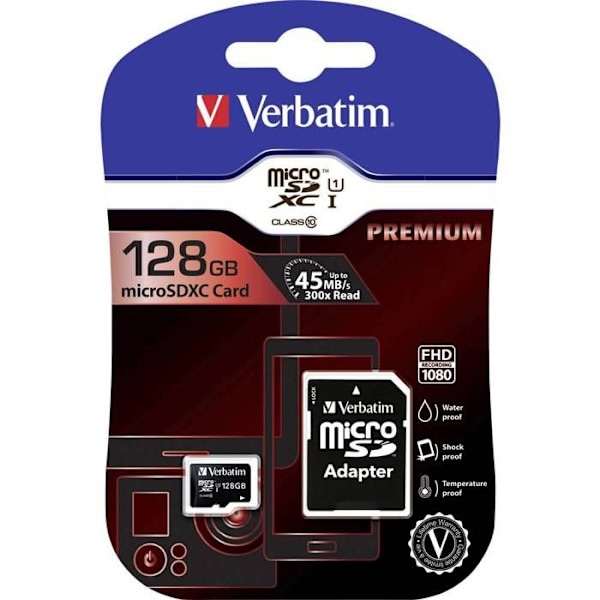 Micro SD-kort - Verbatim - 128GB - Svart