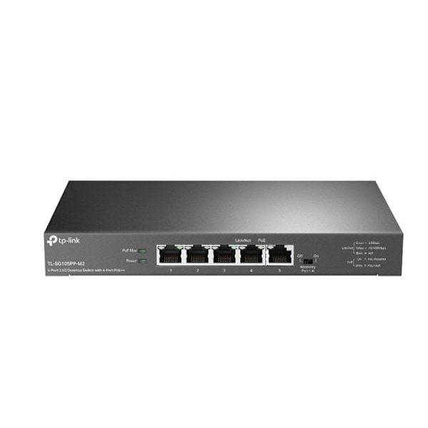 TP-LINK TL-SG105PP-M2 Switch - 5 ohanterade Gigabit Ethernet-portar med PoE-strömförsörjning