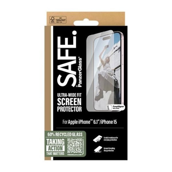 Glas för iPhone 16 Ultra-Wide Fit Anti-skrapa och stötsäkert Panzer Glas Transparent Transparent