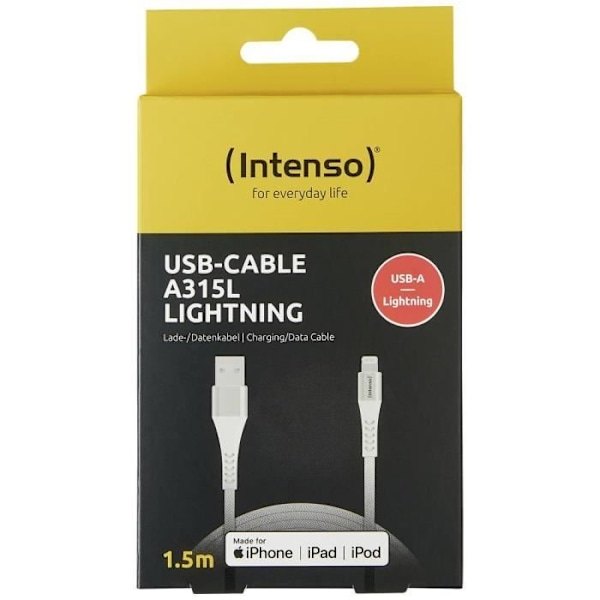 Intenso A315L USB-laddare - 12 W - Utström 2,4 A - USB-A, Lightning