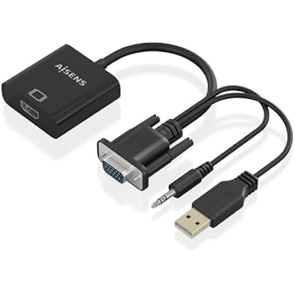 SVGA+Audio till HDMI-omvandlarkabel - AISENS - A115-0872 - 20 cm - HDCP 1.1 - Plug and Play Svart