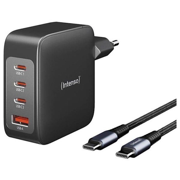 Intenso W140A3C + C520C svart USB-laddare inomhus USB-C®, USB-A Nr. utgångar: 4 x GaN, USB Power Delivery (USB-P